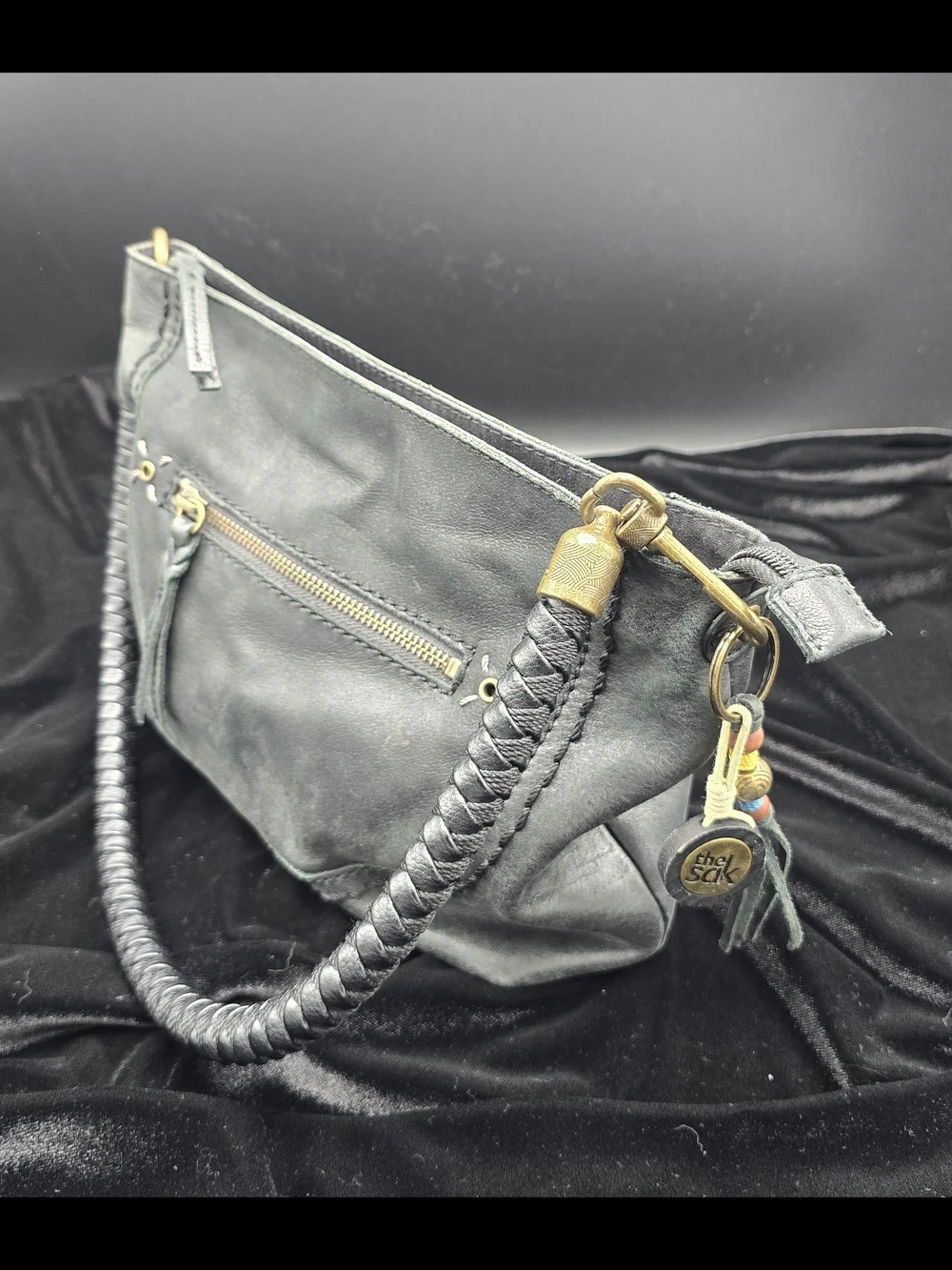 The Sak Braided-Handle Leather Shoulder Bag